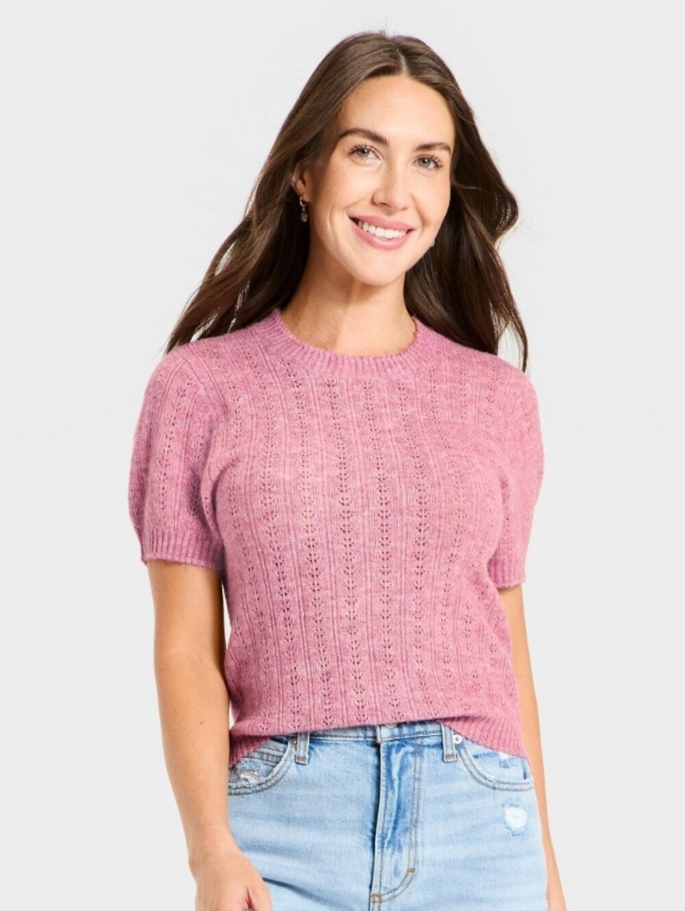 Universal Thread Pointell Short-Sleeve Pullover Crewneck- XS